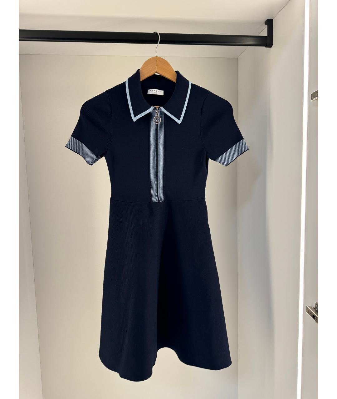SANDRO Темно-синее повседневное платье, фото 10