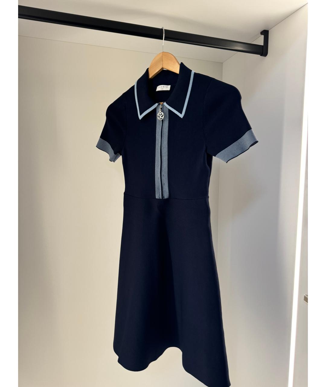 SANDRO Темно-синее повседневное платье, фото 6