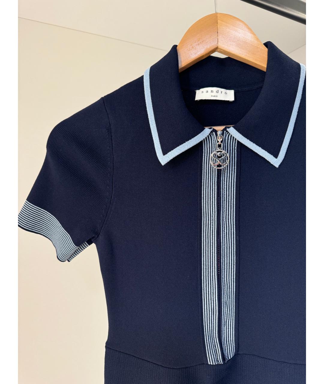 SANDRO Темно-синее повседневное платье, фото 5