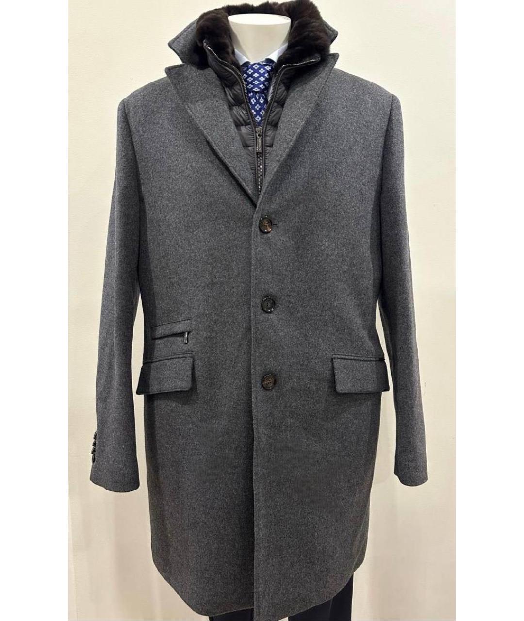 MOORER Антрацитовое шерстяное пальто, фото 7