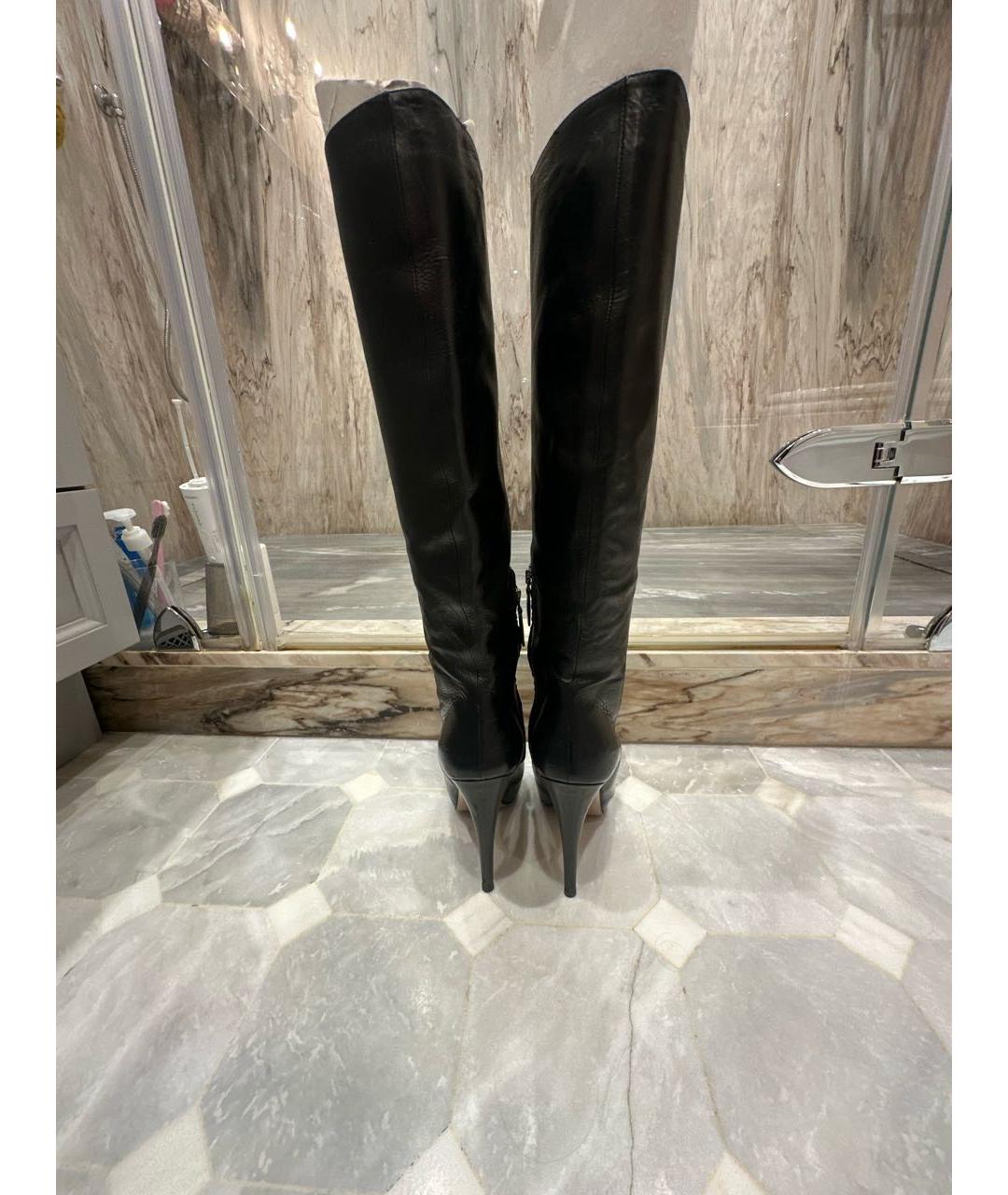 PRADA Черные кожаные сапоги, фото 5