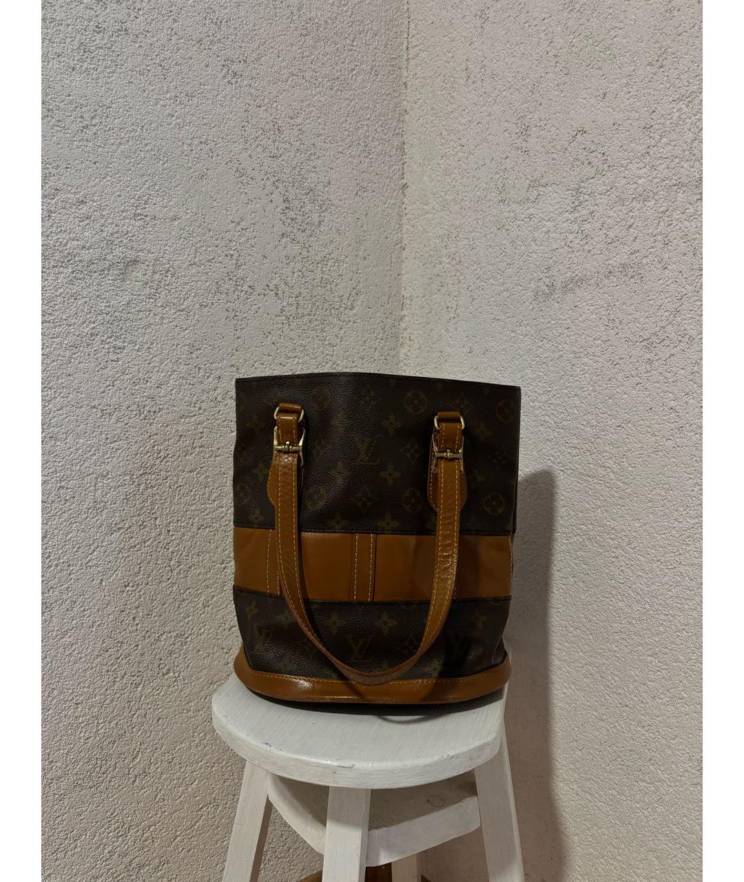 LOUIS VUITTON Коричневая кожаная сумка тоут, фото 4