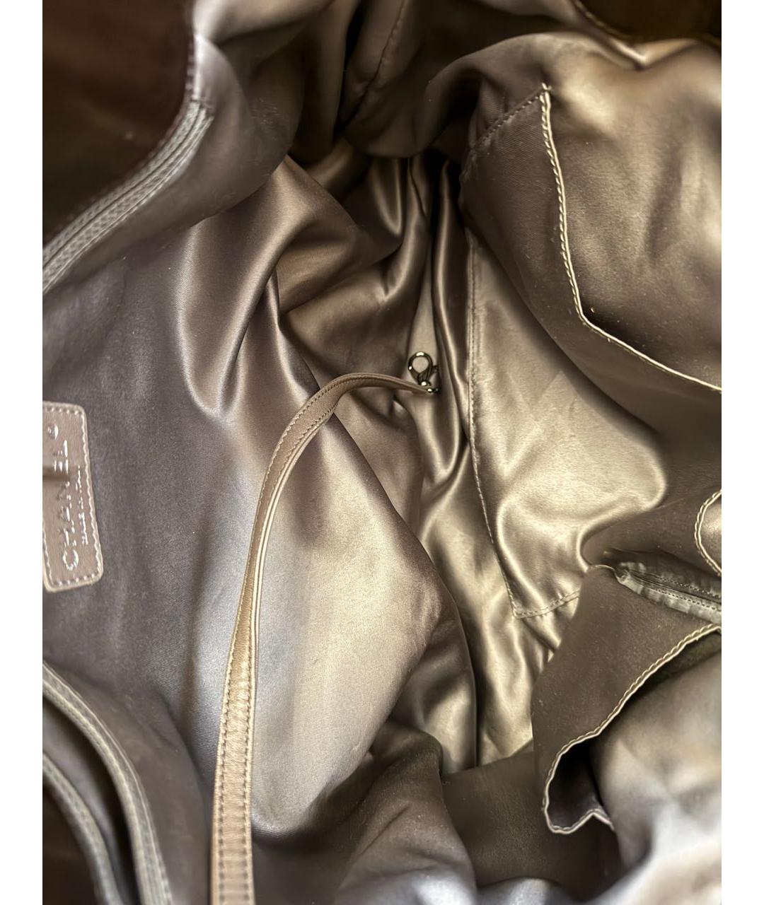 CHANEL Коричневая кожаная сумка с короткими ручками, фото 7