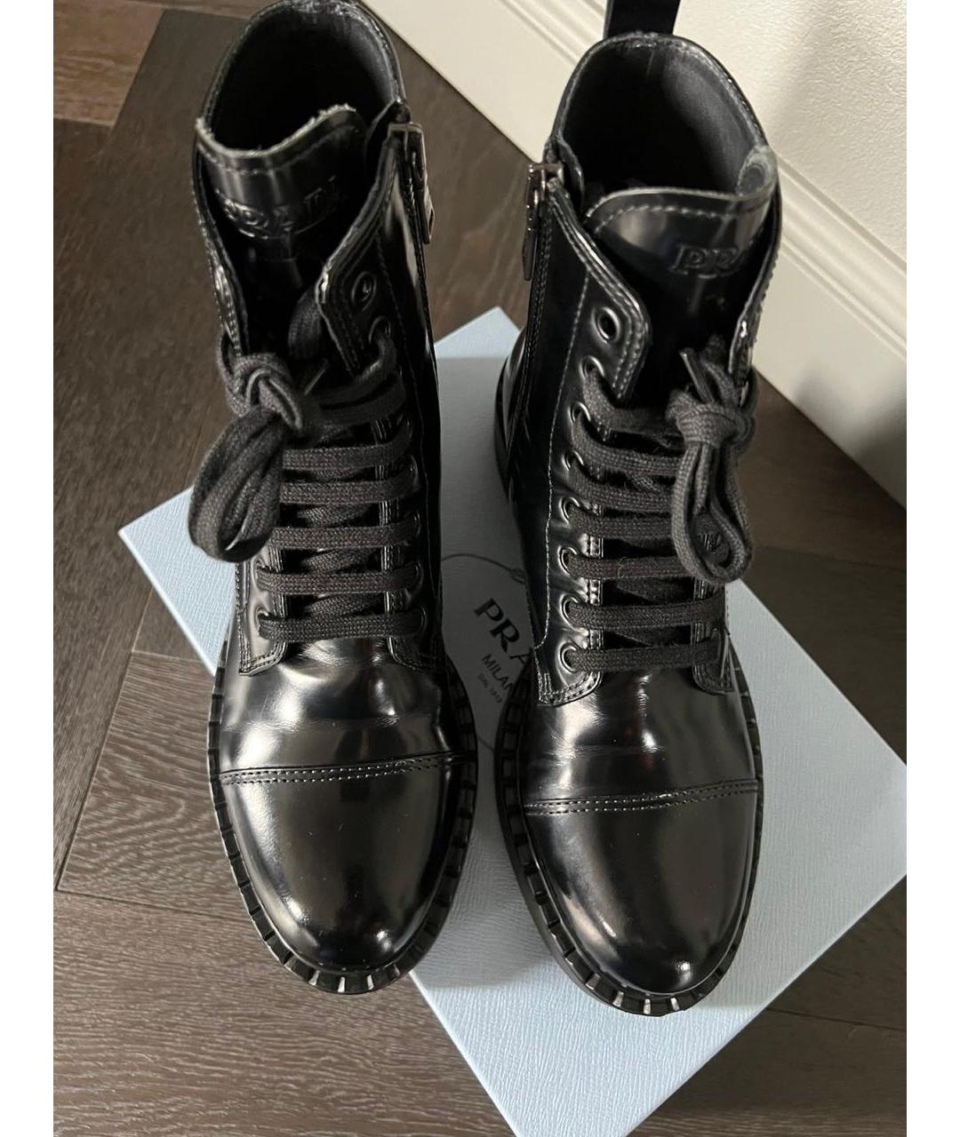 PRADA Черные кожаные ботинки, фото 2