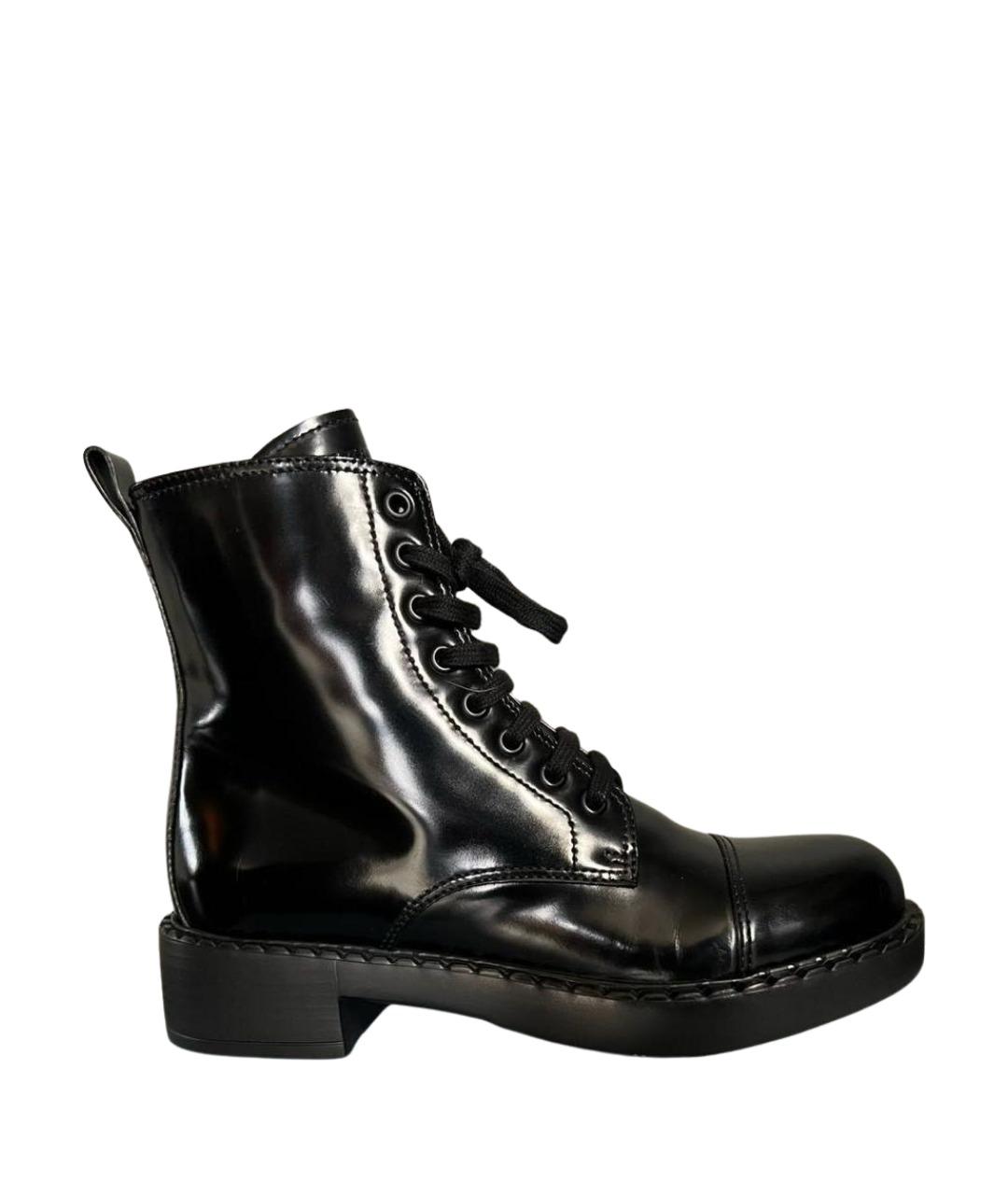 PRADA Черные кожаные ботинки, фото 1