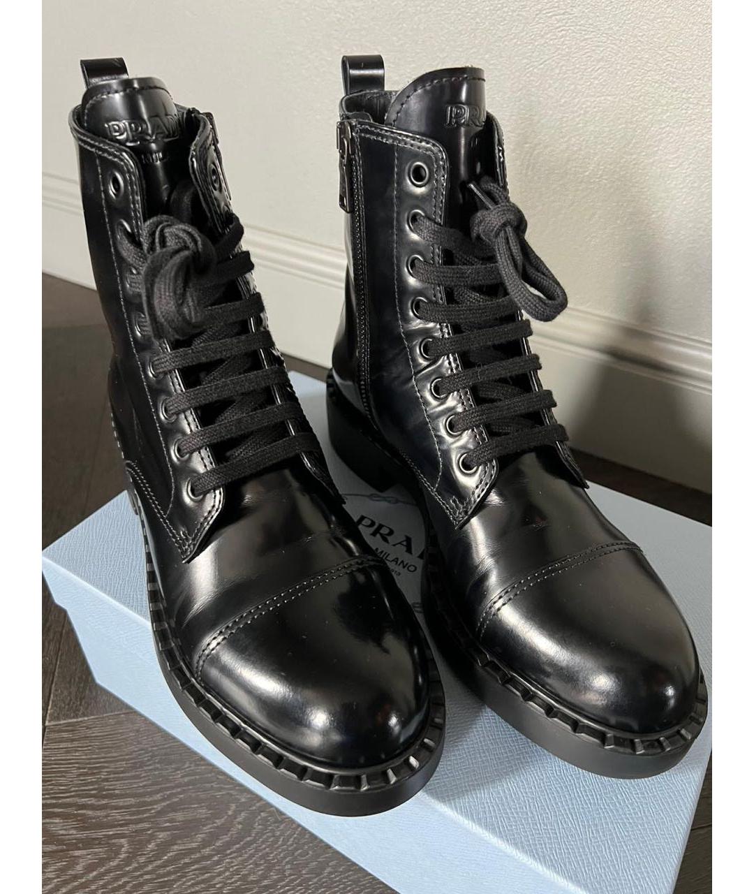 PRADA Черные кожаные ботинки, фото 6