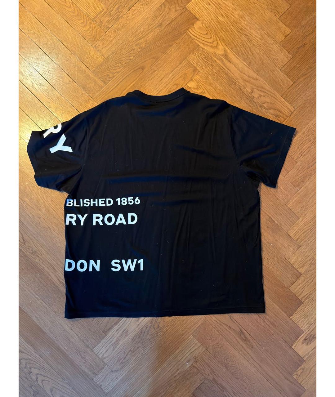 BURBERRY Черная хлопко-эластановая футболка, фото 2