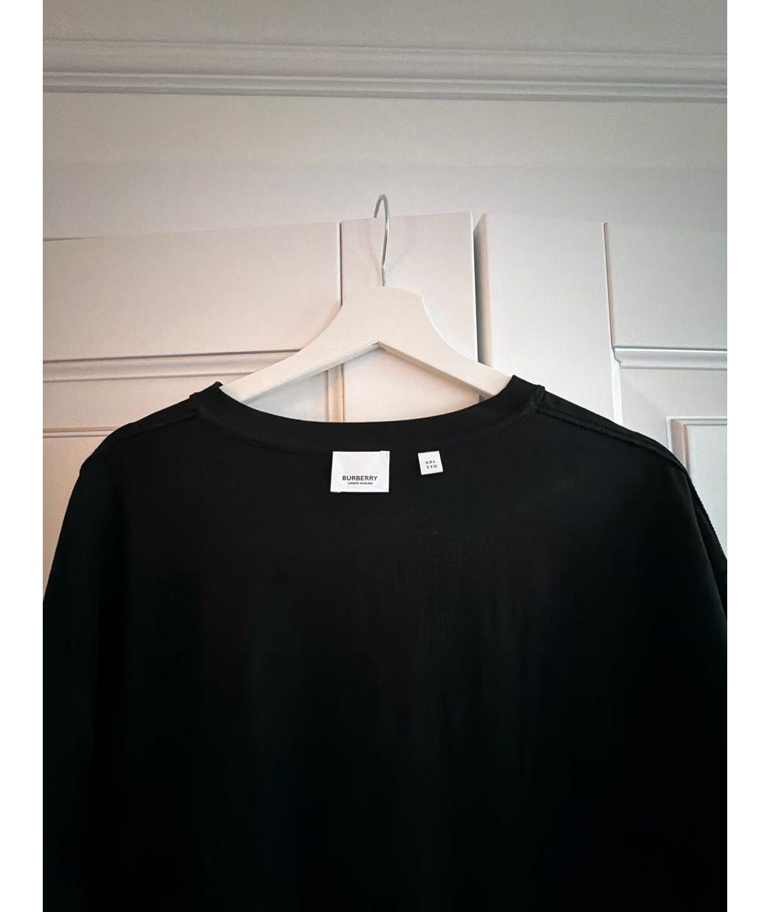 BURBERRY Черная хлопко-эластановая футболка, фото 3