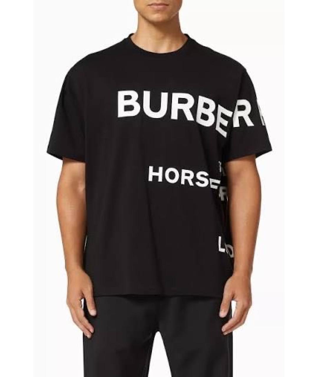 BURBERRY Черная хлопко-эластановая футболка, фото 5