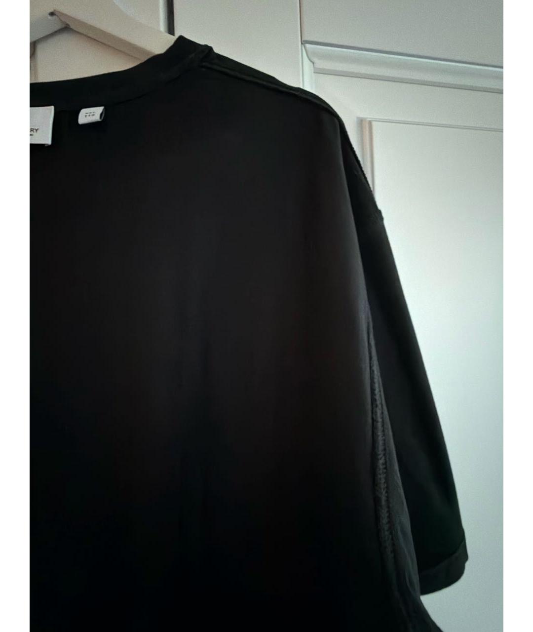 BURBERRY Черная хлопко-эластановая футболка, фото 4