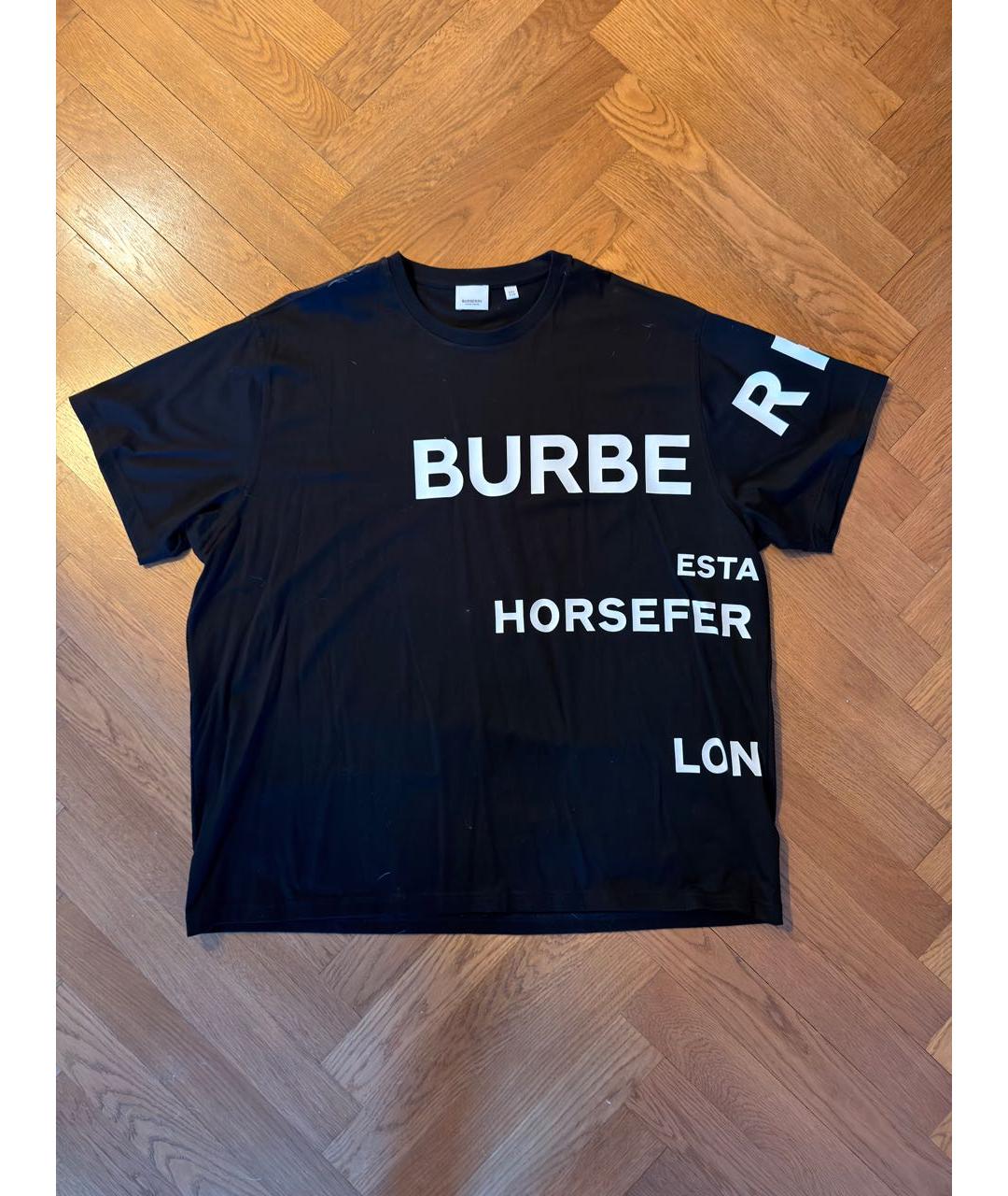 BURBERRY Черная хлопко-эластановая футболка, фото 6