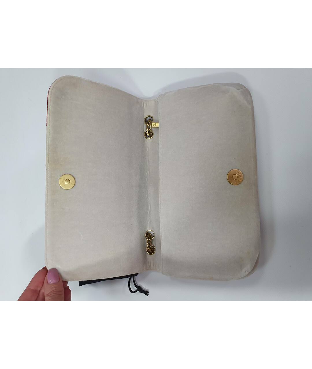 CHANEL Красная бархатная сумка с короткими ручками, фото 5