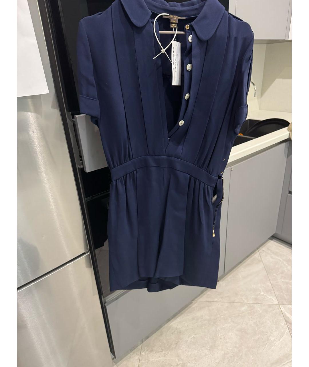 LOUIS VUITTON Темно-синий вискозный комбинезон, фото 6