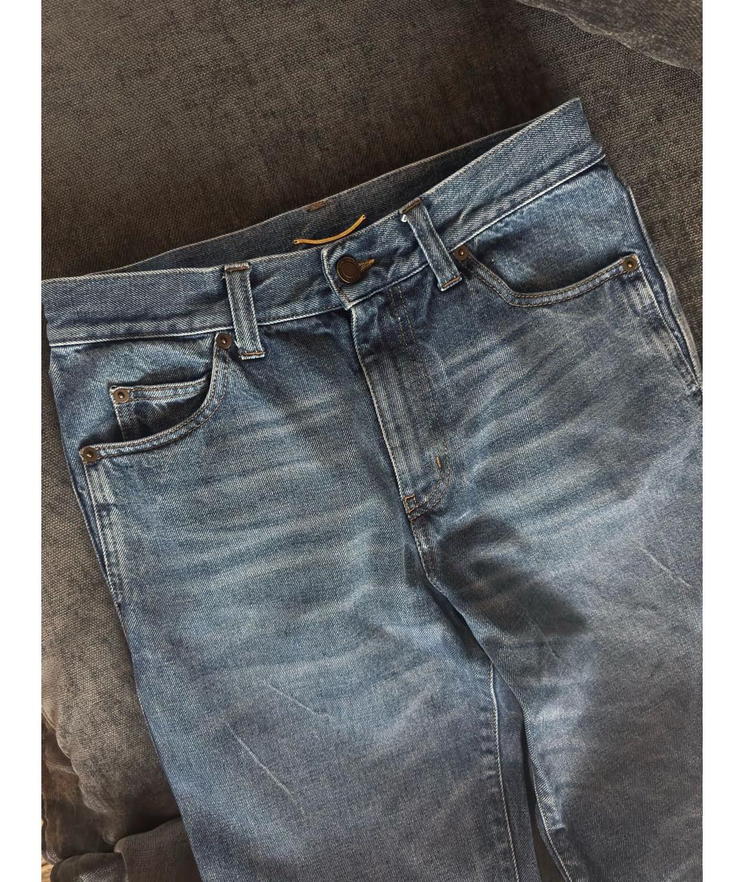 SAINT LAURENT Синие хлопковые прямые джинсы, фото 6