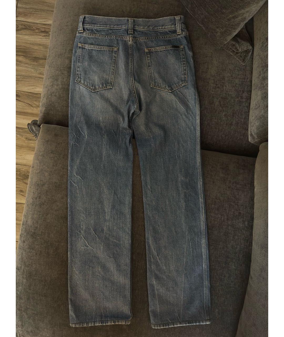 SAINT LAURENT Синие хлопковые прямые джинсы, фото 3
