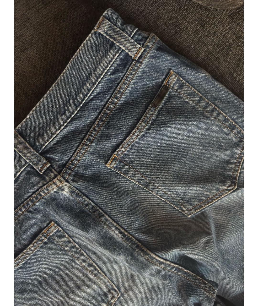 SAINT LAURENT Синие хлопковые прямые джинсы, фото 2