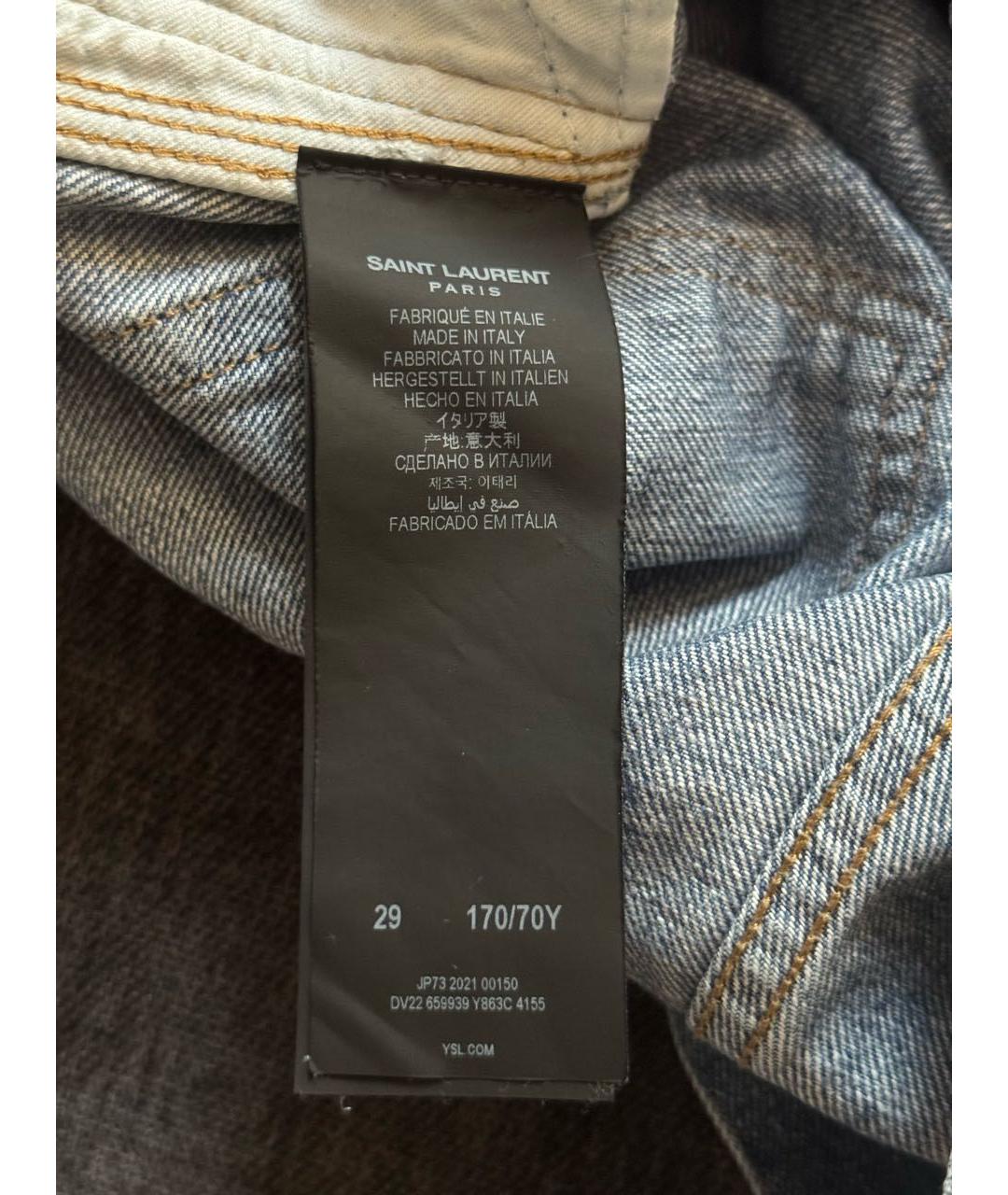 SAINT LAURENT Синие хлопковые прямые джинсы, фото 5