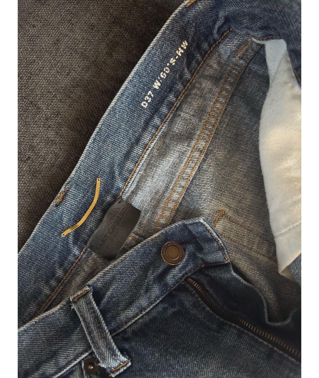 SAINT LAURENT Синие хлопковые прямые джинсы, фото 4