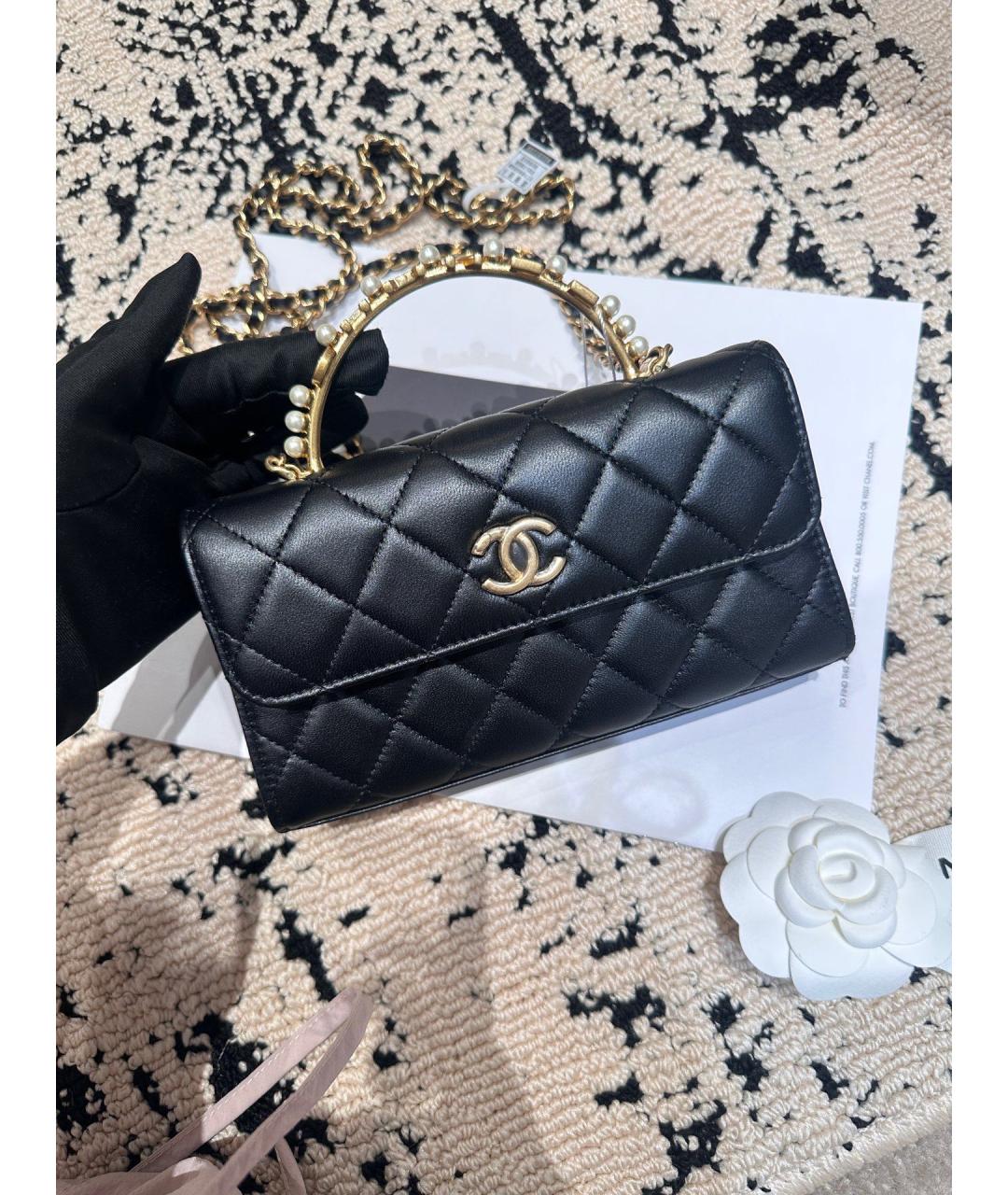 CHANEL Черная кожаная сумка через плечо, фото 10