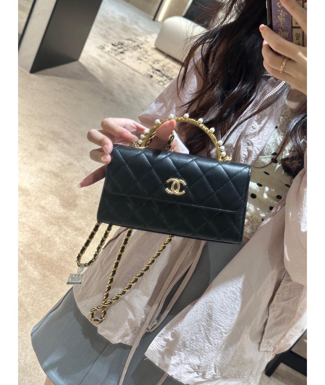 CHANEL Черная кожаная сумка через плечо, фото 9