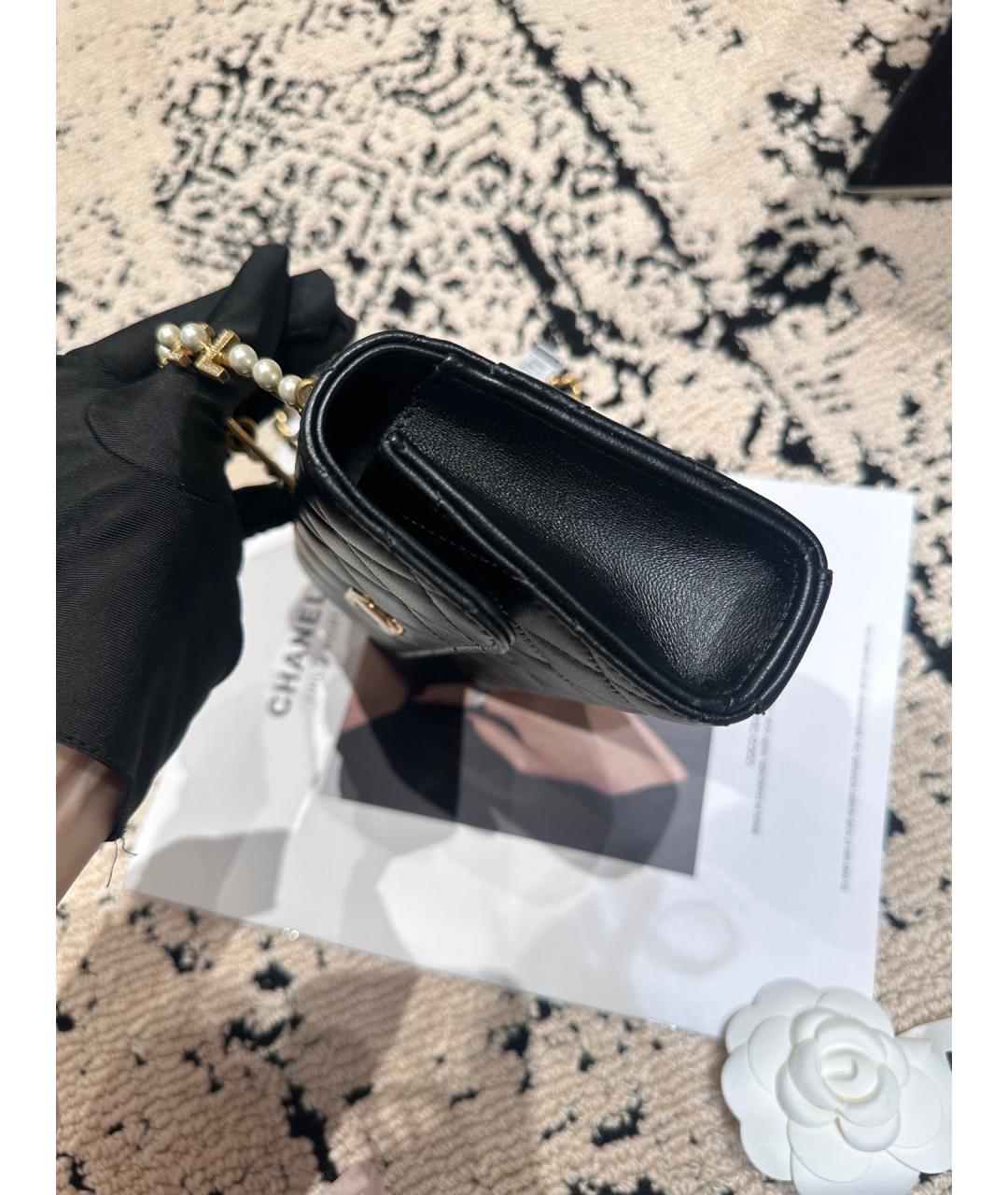 CHANEL Черная кожаная сумка через плечо, фото 6