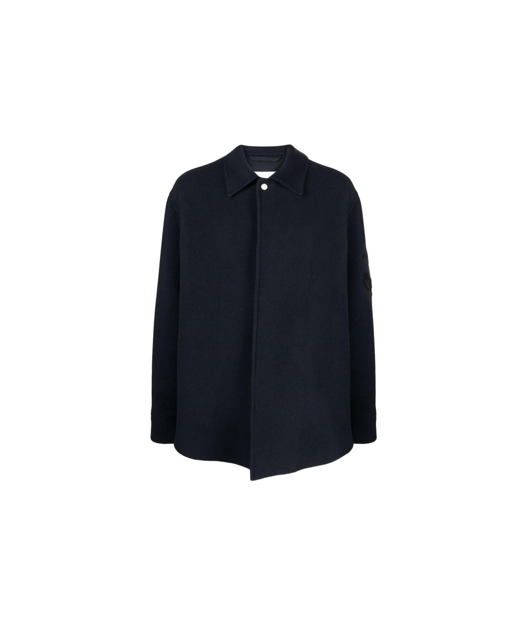 JIL SANDER Темно-синее шерстяное пальто, фото 1