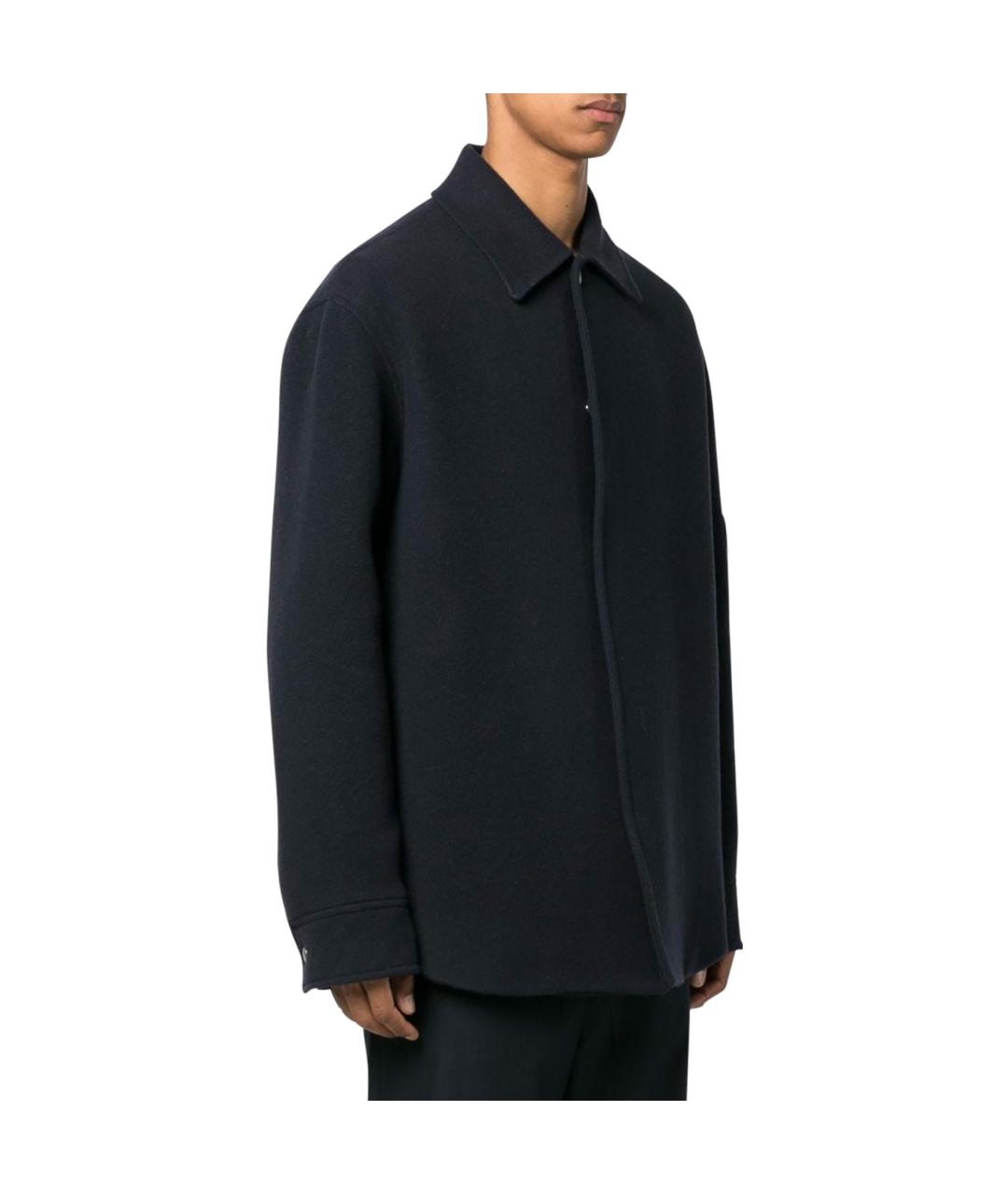 JIL SANDER Темно-синее шерстяное пальто, фото 5