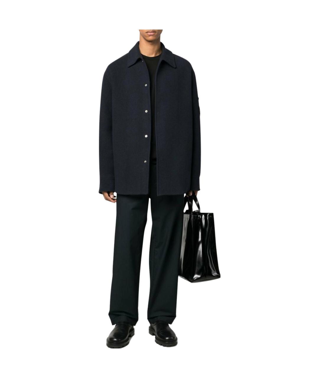 JIL SANDER Темно-синее шерстяное пальто, фото 3