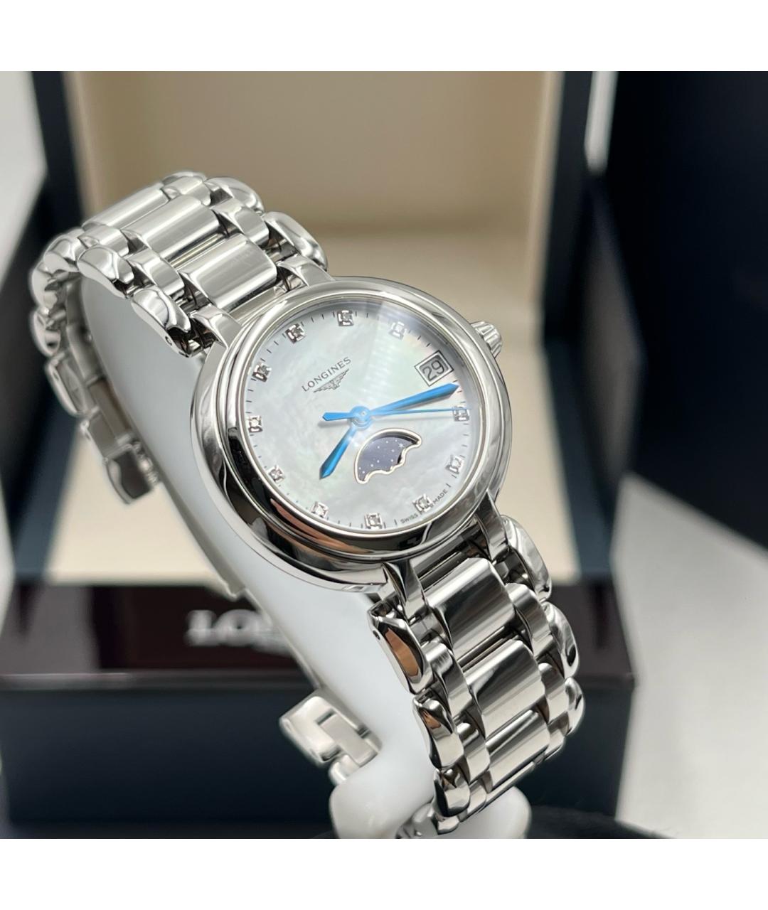 LONGINES Белые металлические часы, фото 9