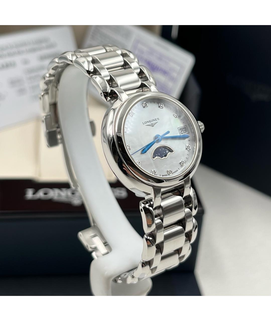 LONGINES Белые металлические часы, фото 2