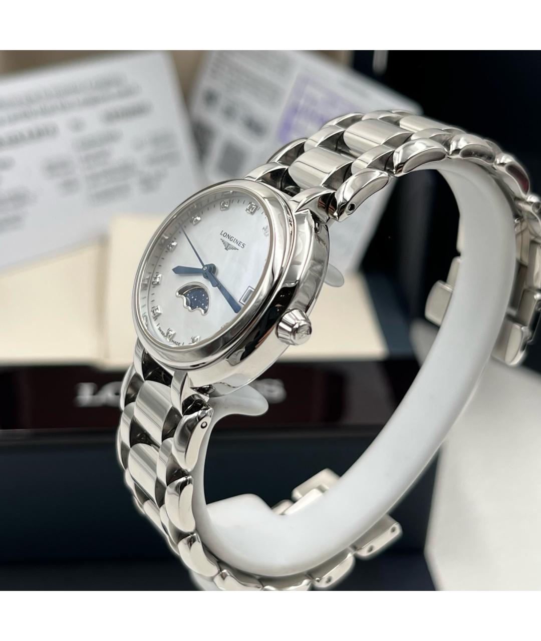 LONGINES Белые металлические часы, фото 3