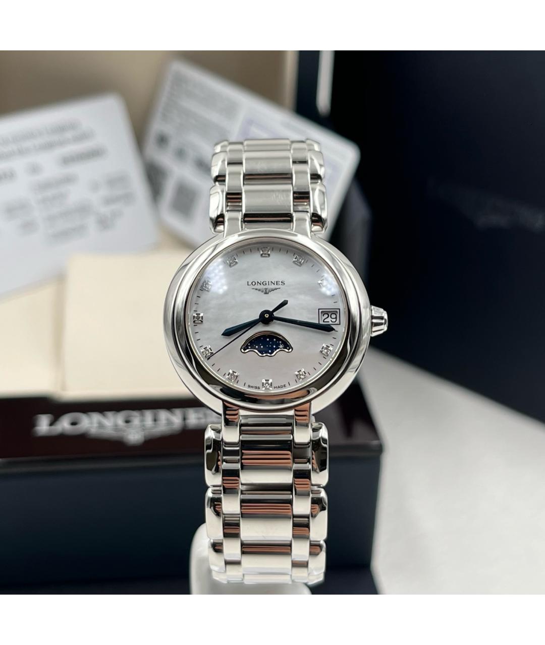 LONGINES Белые металлические часы, фото 10