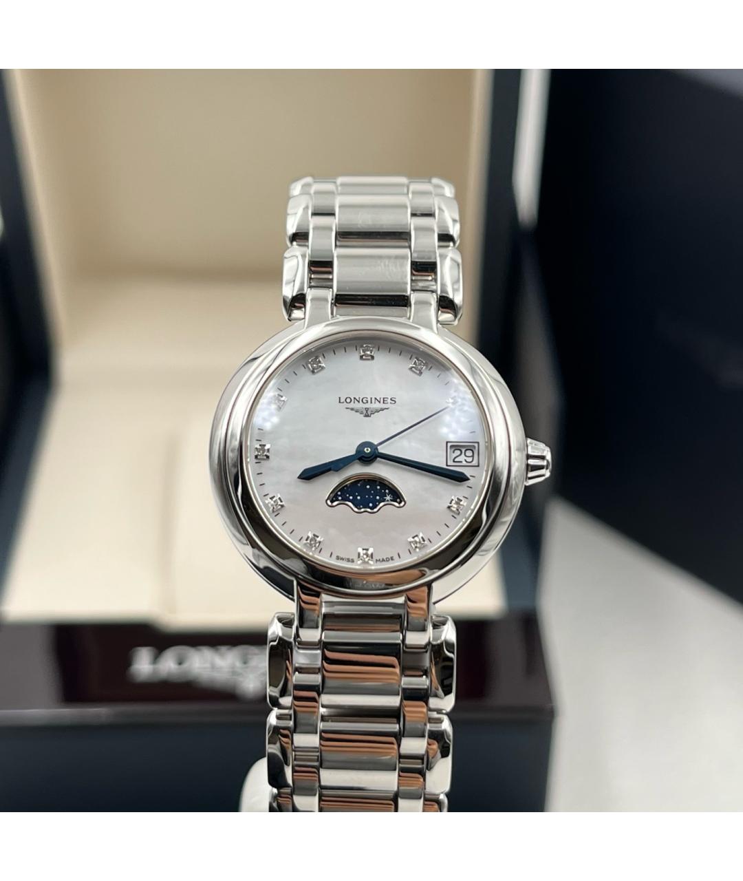 LONGINES Белые металлические часы, фото 7