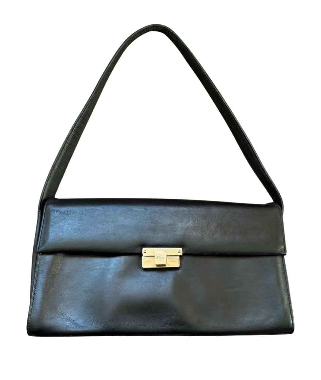 CHRISTIAN DIOR Черная кожаная сумка через плечо, фото 1