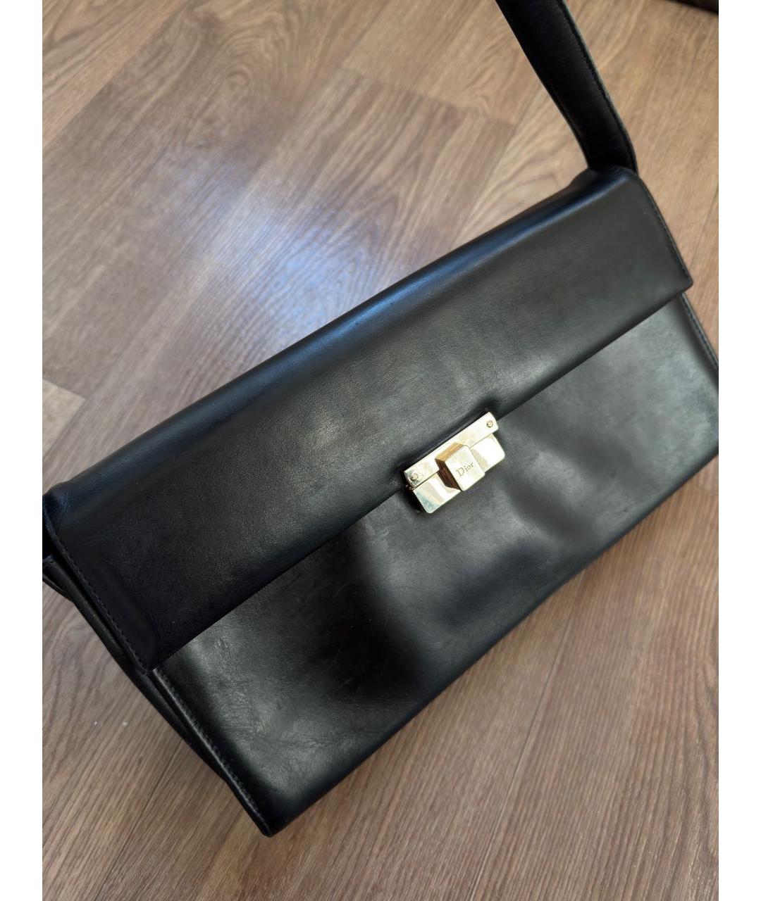 CHRISTIAN DIOR Черная кожаная сумка через плечо, фото 2
