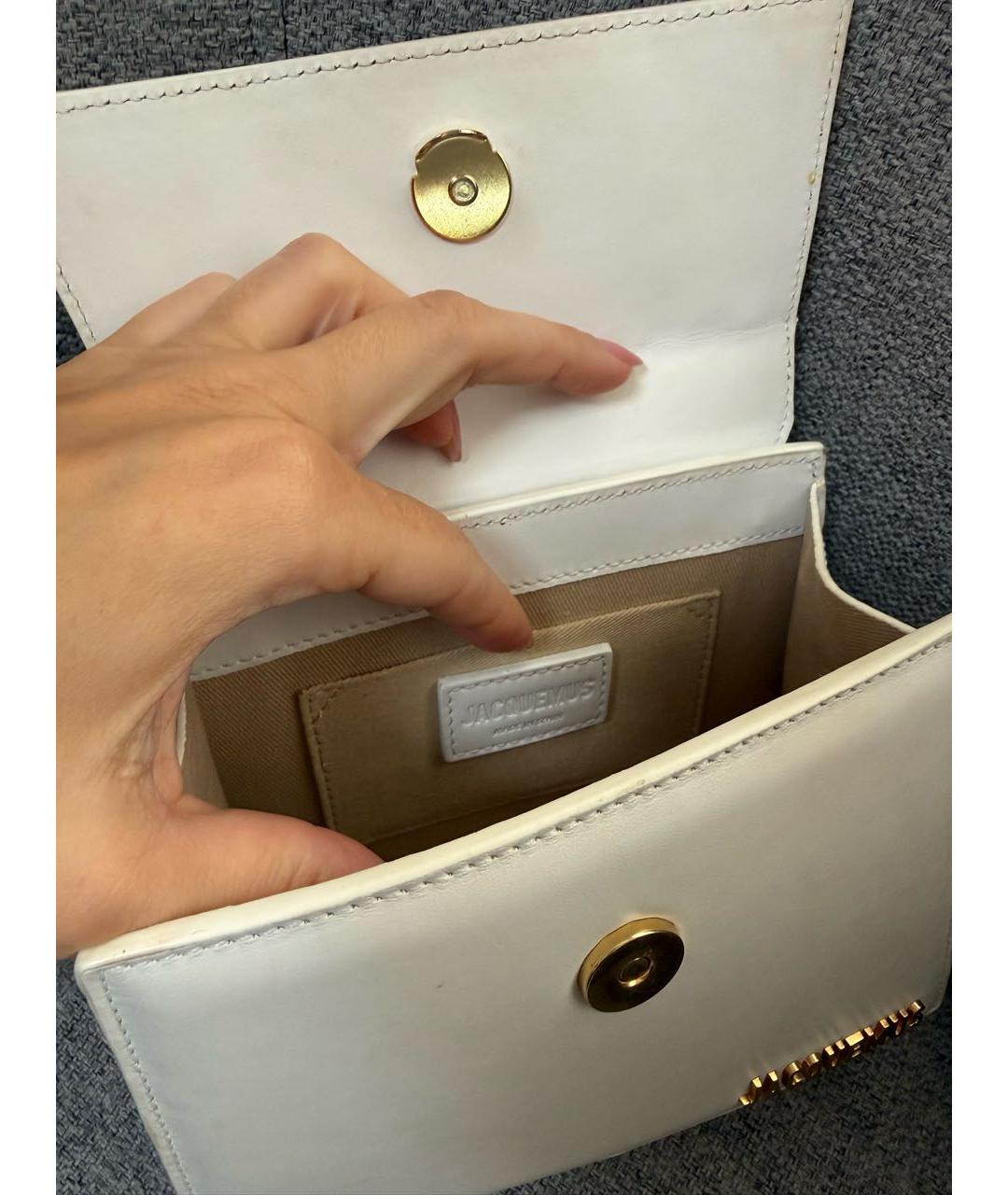 JACQUEMUS Белая кожаная сумка с короткими ручками, фото 4