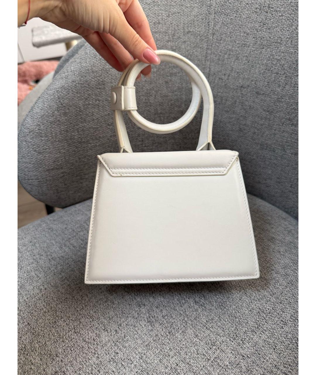 JACQUEMUS Белая кожаная сумка с короткими ручками, фото 3