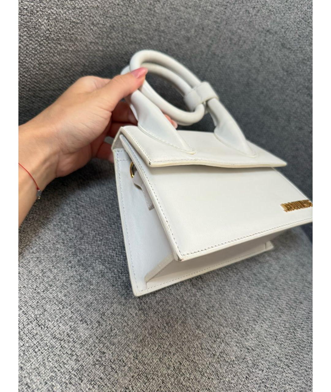 JACQUEMUS Белая кожаная сумка с короткими ручками, фото 2