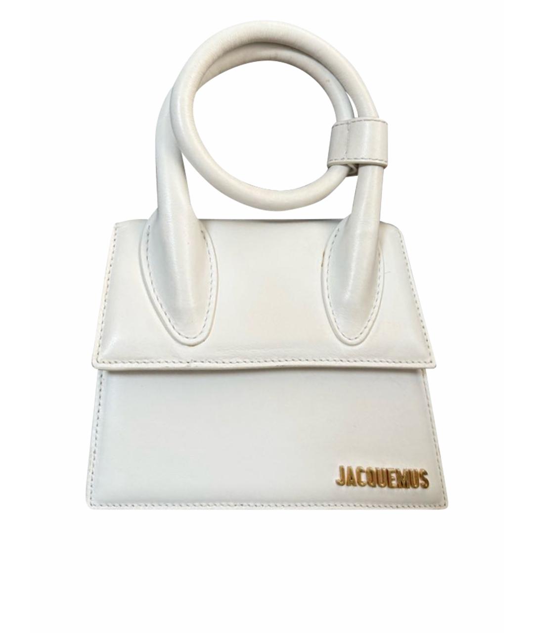 JACQUEMUS Белая кожаная сумка с короткими ручками, фото 1