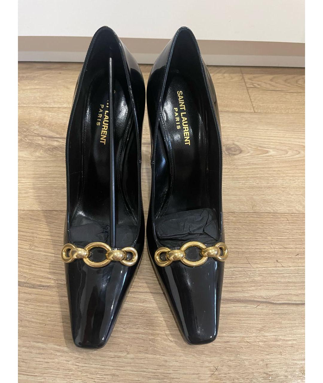 SAINT LAURENT Черные туфли из лакированной кожи, фото 2