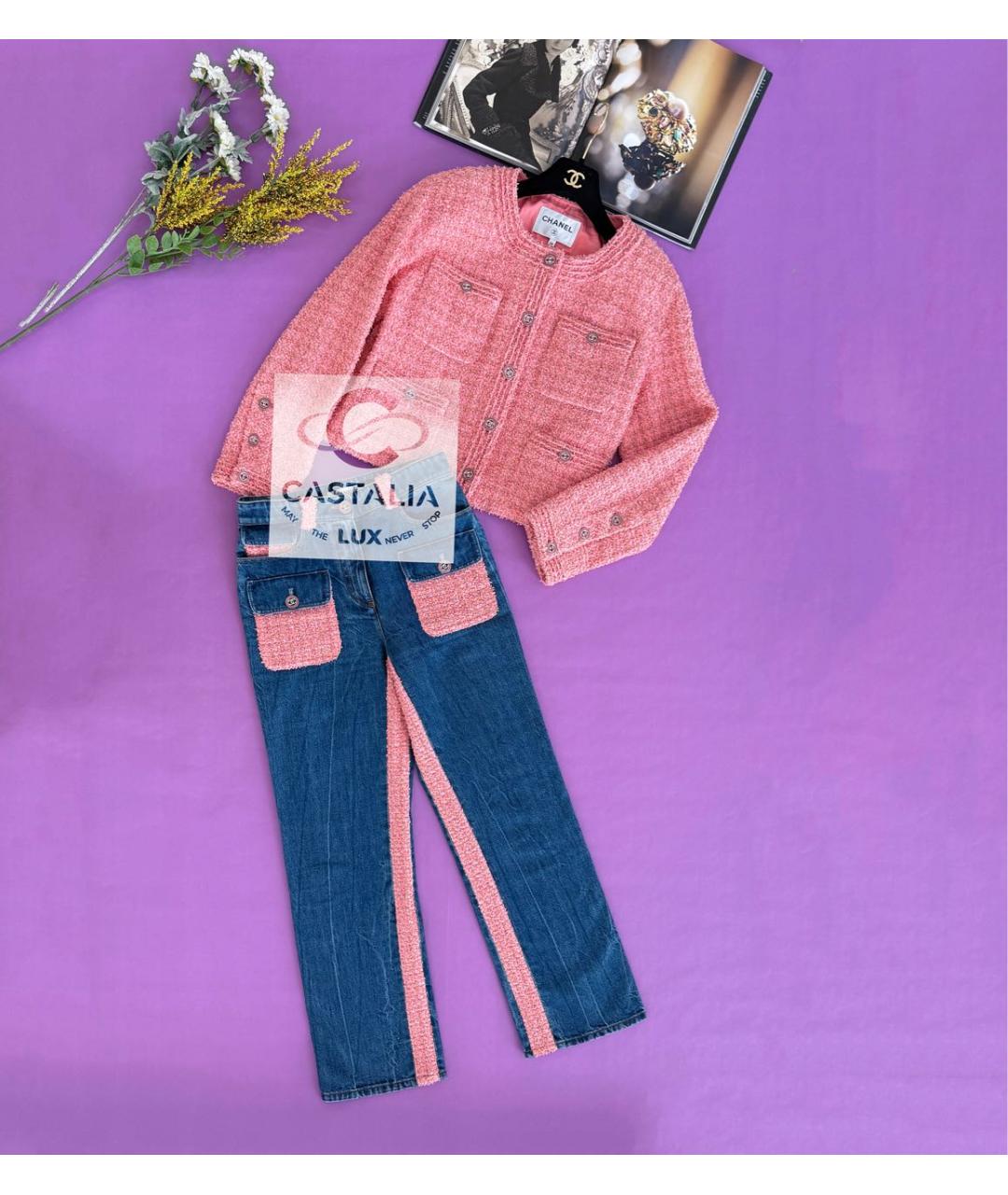 CHANEL Розовый твидовый жакет/пиджак, фото 5