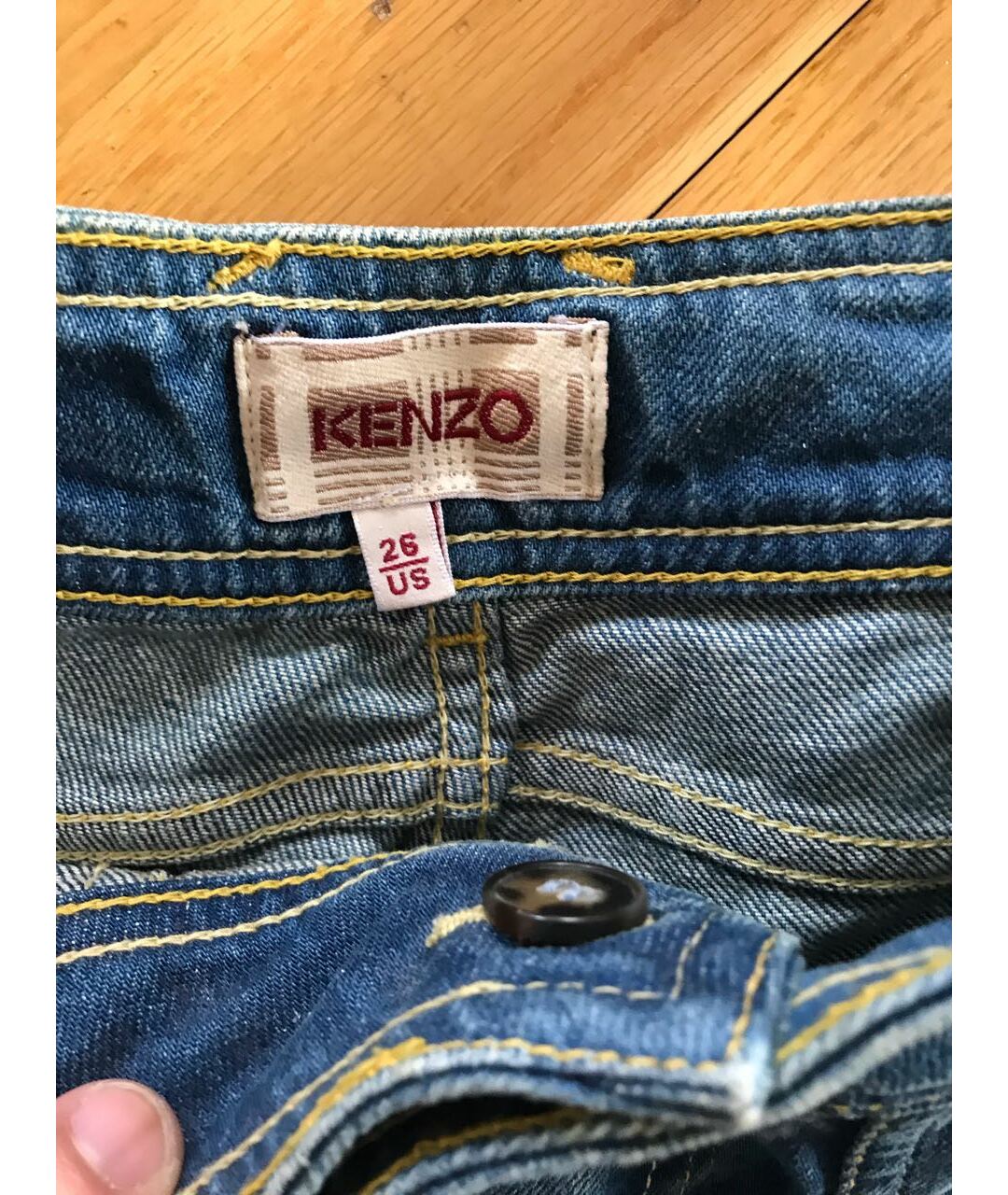 KENZO Голубые хлопко-эластановые прямые джинсы, фото 3