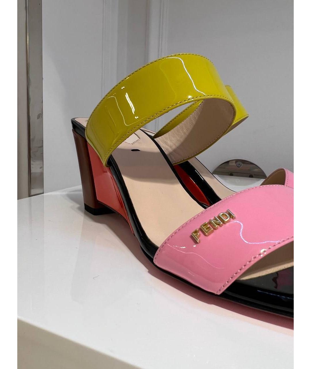 FENDI Мульти босоножки из лакированной кожи, фото 3