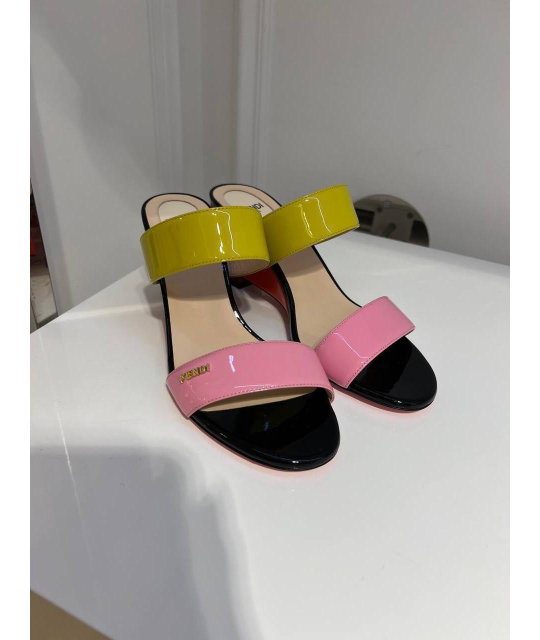 FENDI Мульти босоножки из лакированной кожи, фото 2