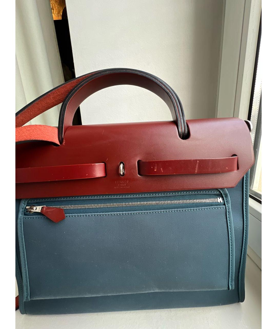 HERMES Синяя сумка с короткими ручками, фото 5