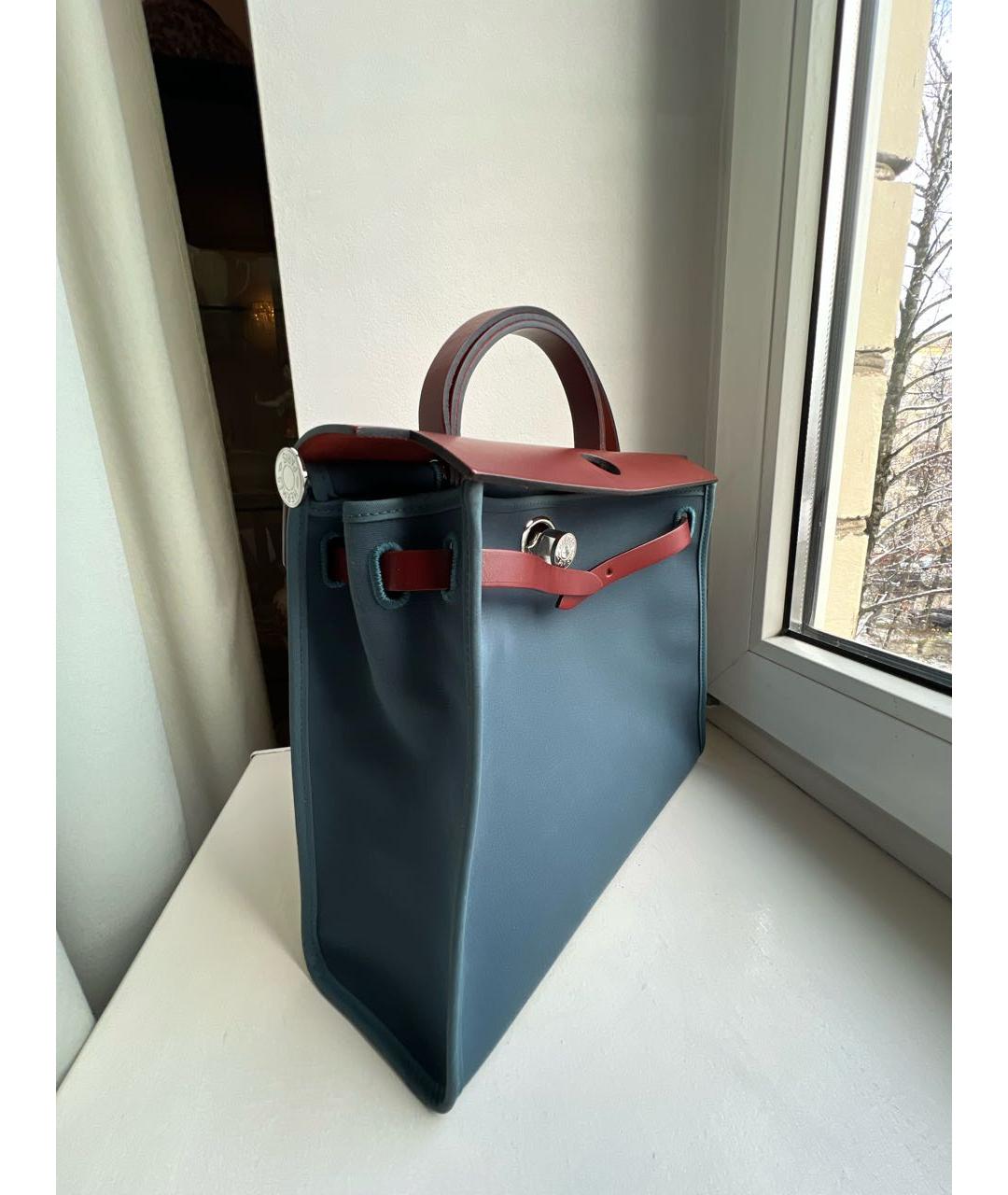 HERMES Синяя сумка с короткими ручками, фото 2