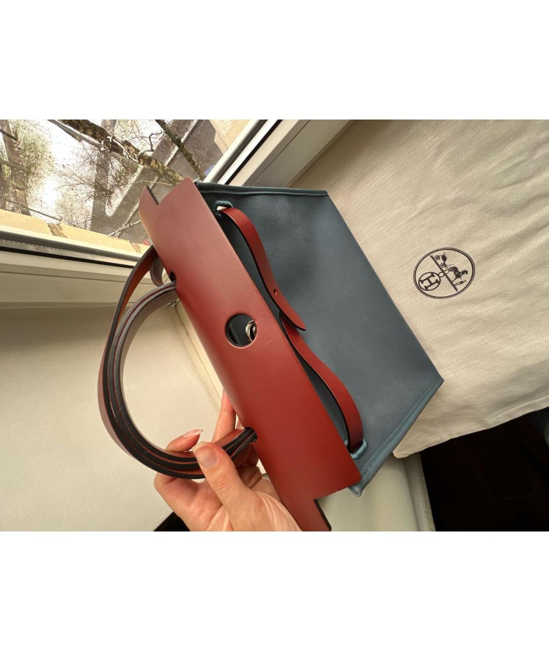 HERMES Синяя сумка с короткими ручками, фото 8