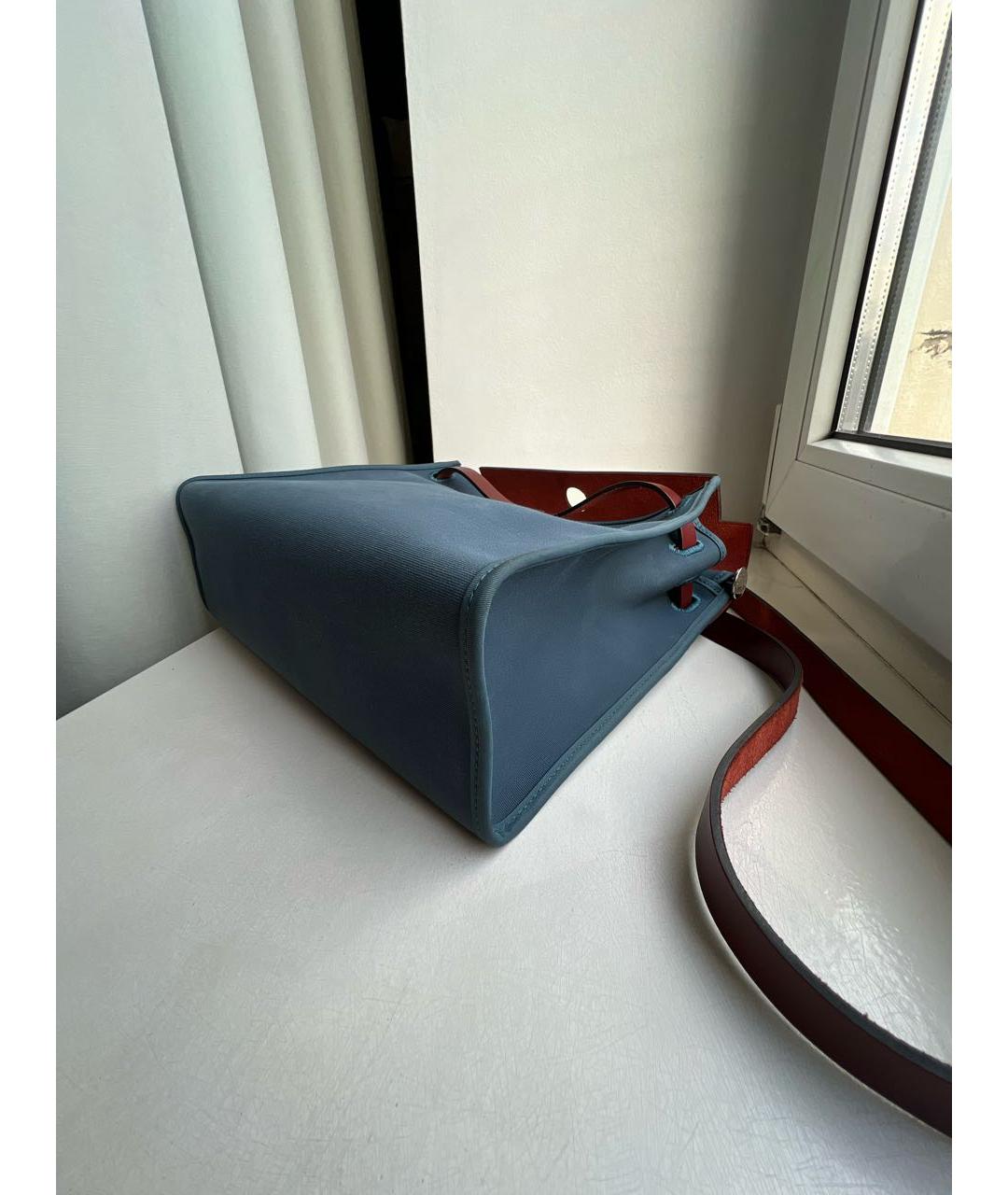 HERMES Синяя сумка с короткими ручками, фото 7