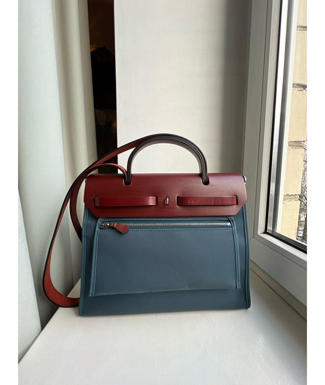 HERMES Синяя сумка с короткими ручками, фото 3