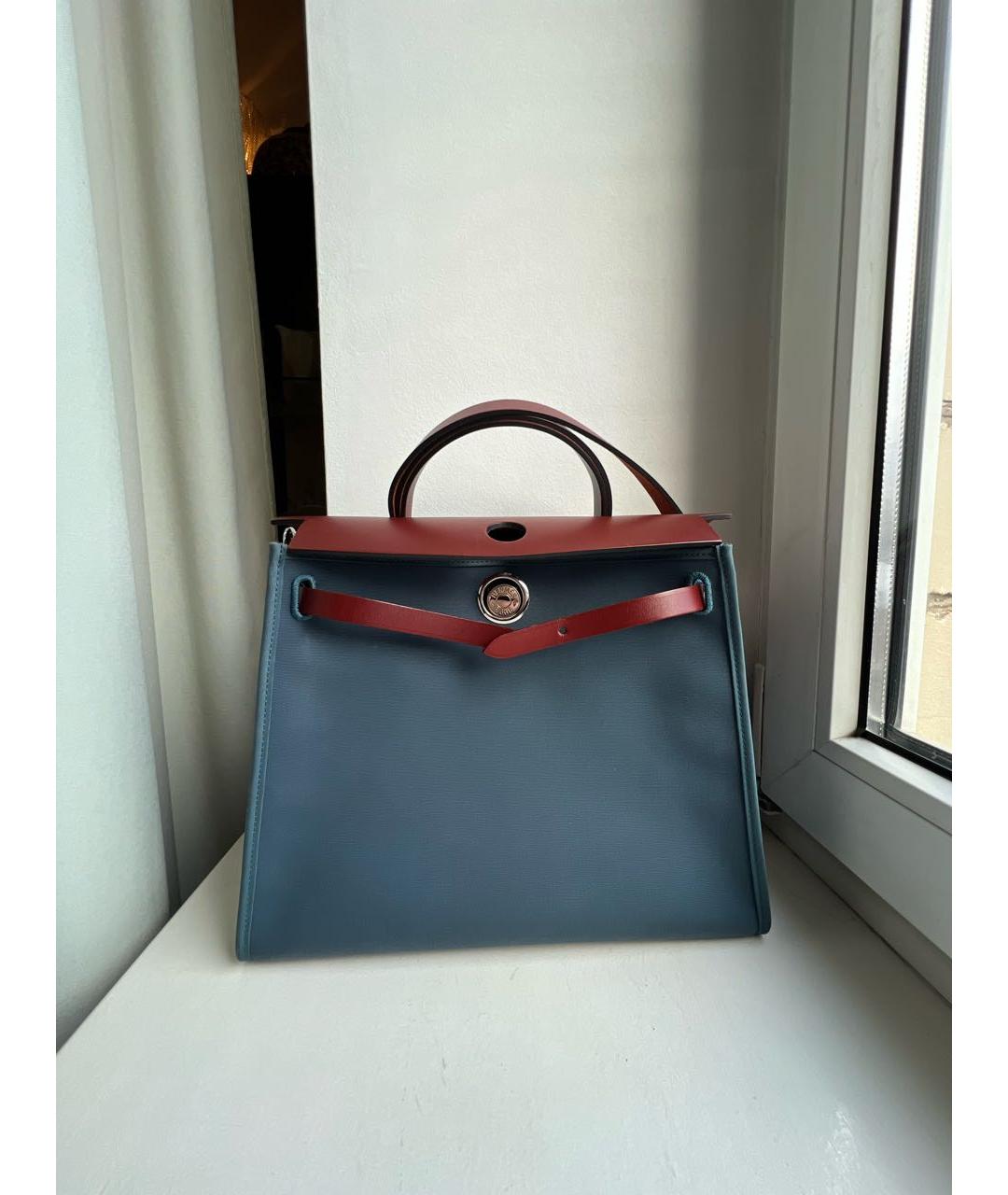 HERMES Синяя сумка с короткими ручками, фото 9